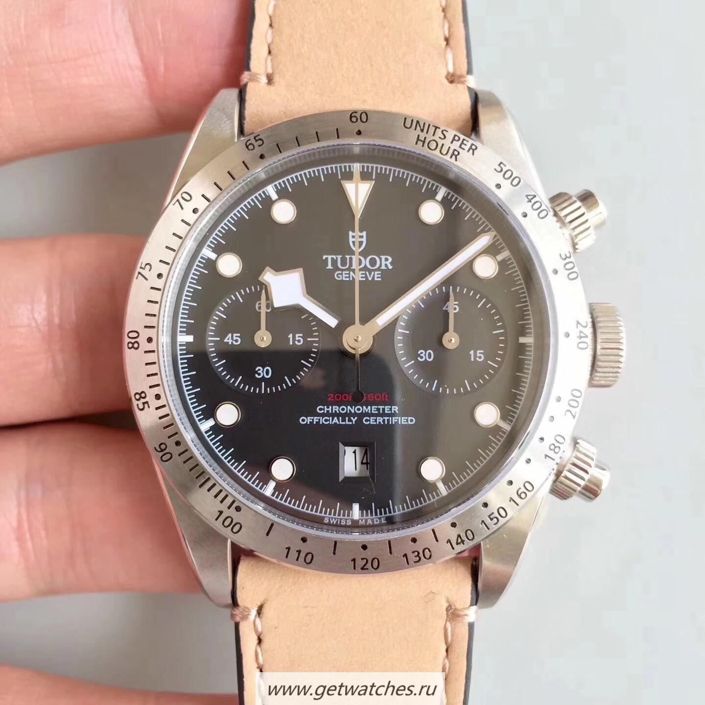 NEW Replica Tudor Heritage Black Bay Chrono 2018 79350-0002 Noob Factory SS Black Dial 7750