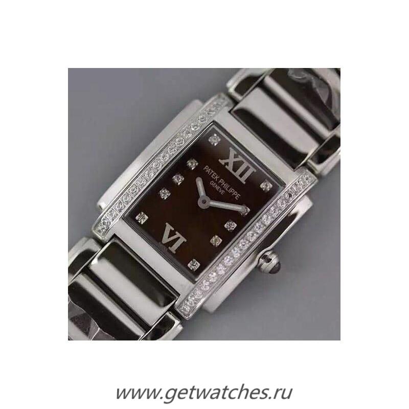 Copy Pat*k Phi1i*pe Ladies Twenty-4 4910/10A Noob Factory SS Brown Dial Ronda Quartz