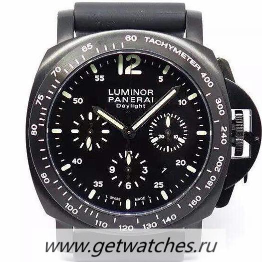 Fake Pa*e*a1 Luminor Marina 1950 3 Days GMT PAM320 VSF V2 SS Black Dial P9001