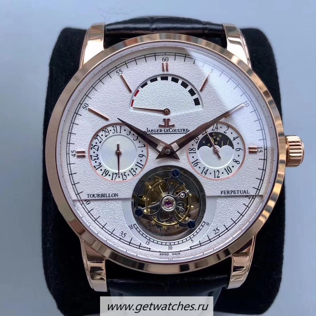 Copy Jaeger-LeCoultre Master Grande Tradition Tourbillon Noob Factory Rose Gold White Dial Tourbillon