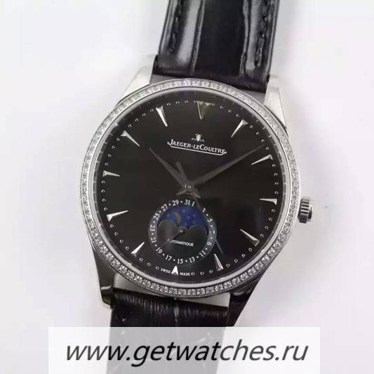 Best Price Jaeger-LeCoultre Master Ultra Thin Moon SS Black Dial JLC 925