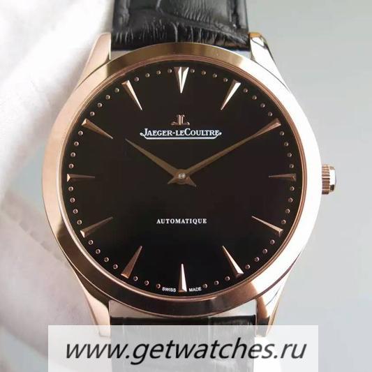 Perfect Replica Jaeger-LeCoultre Master Ultra Thin Rose Gold Black Dial JLC 898C