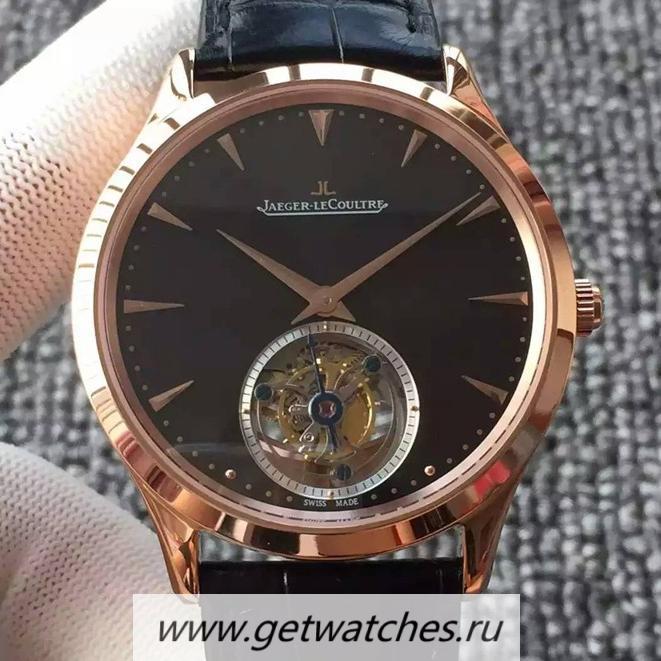 Fake Jaeger-LeCoultre Master Ultra Thin Tourbillon Rose Gold Black Dial Tourbillon
