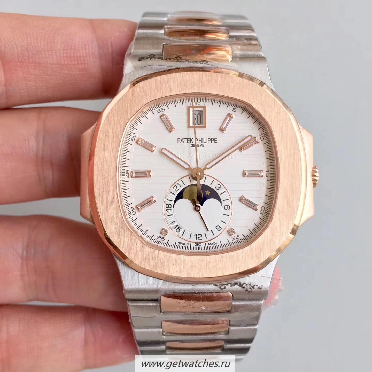 NEW Replica Pat*k Phi1i*pe Nautilus 5726/1A-001 Noob Factory Rose Gold & SS White Dial 324 S QA LU 24H/303