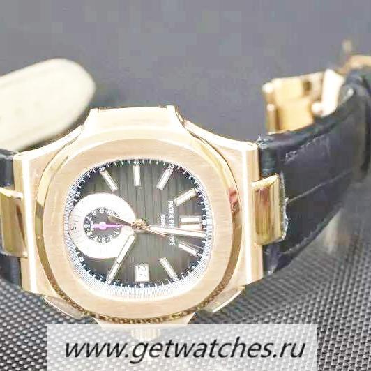 Perfect Replica Pat*k Phi1i*pe Nautilus Chrono 5980R 24K Rose Gold Plated Black Dial 7750