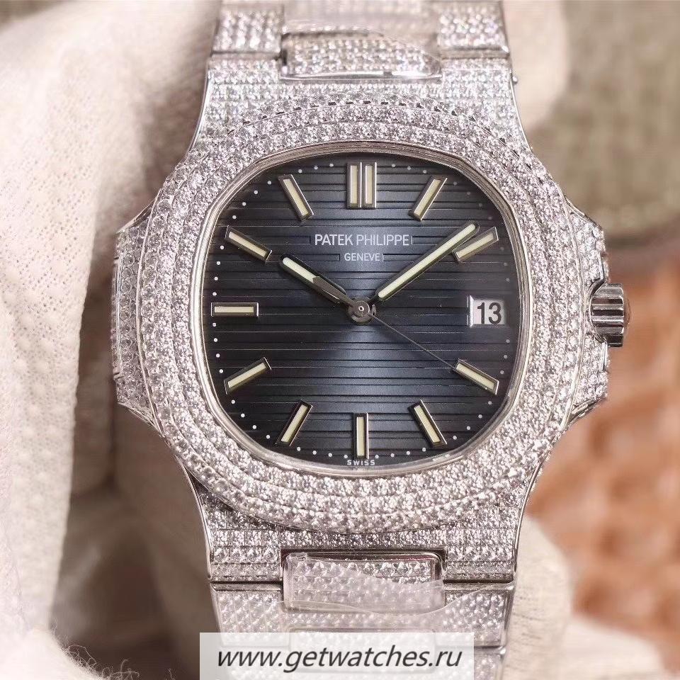 Shop Pat*k Phi1i*pe Nautilus Jumbo 5711 R8F SS & D1am0nds Blue Dial 324SC
