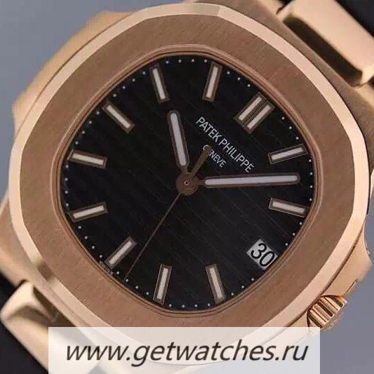 Perfect Replica Pat*k Phi1i*pe Nautilus Jumbo 5711 Rose Gold Black Dial 2824