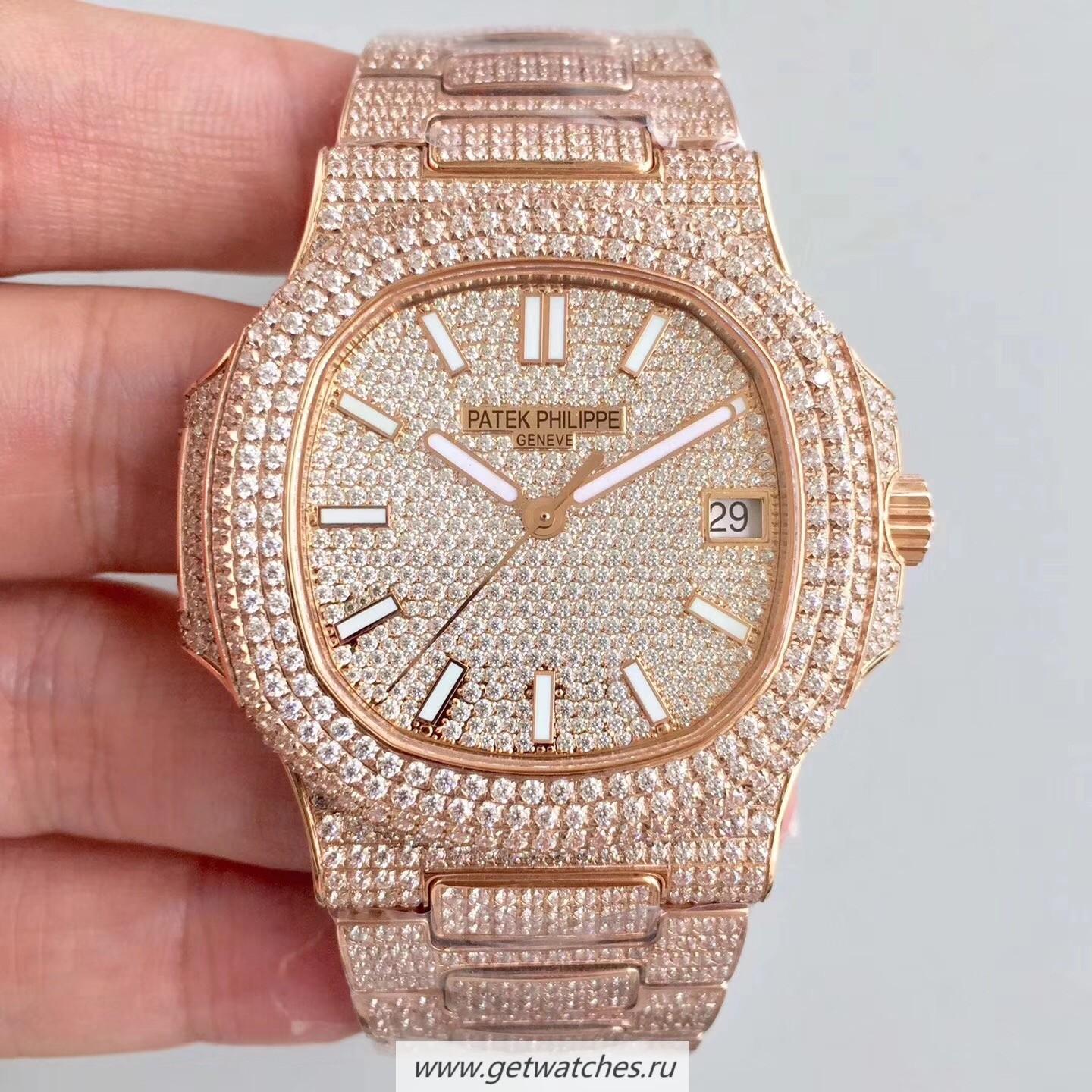 NEW Replica Pat*k Phi1i*pe Nautilus Jumbo 5719/10G-010 2018 Noob Factory Rose Gold & D1am0nds D1am0nd Dial 324SC