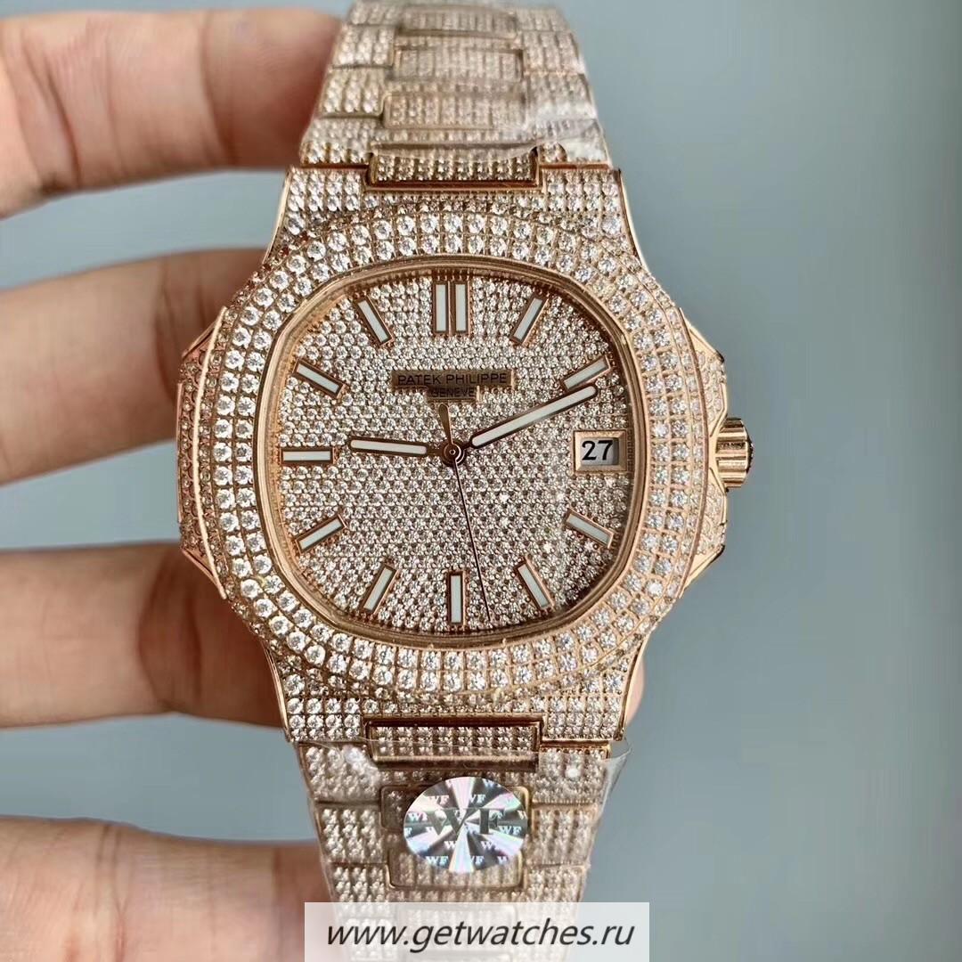 Shop Pat*k Phi1i*pe Nautilus Jumbo 5719/10G-010 WF Rose Gold & D1am0nds D1am0nd Dial 324SC