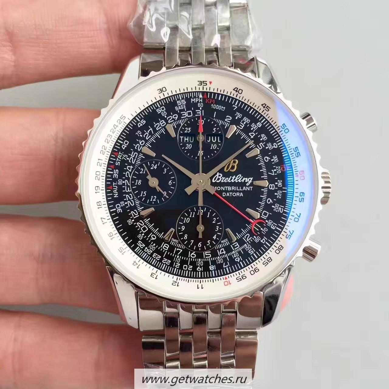 Perfect Replica Breitling Navitimer Montbrillant Datora A21330 JF SS Black Dial 7750