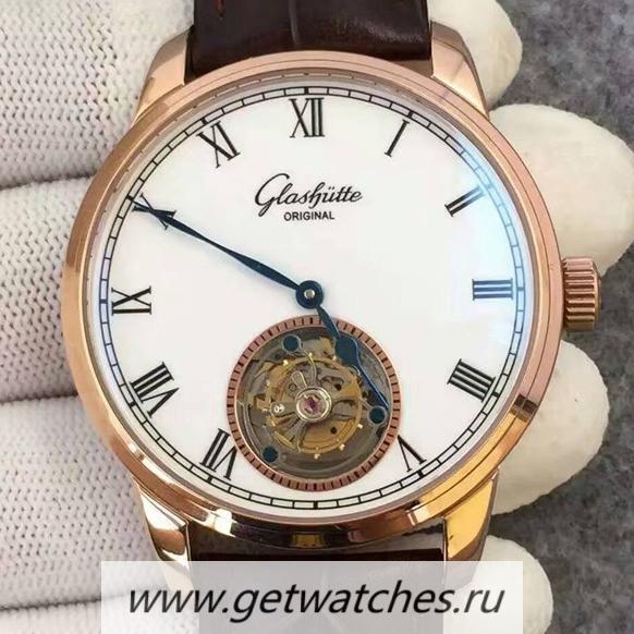 Shop Glashutte Original Senator Excellence Tourbillon Rose Gold White Dial Tourbillon