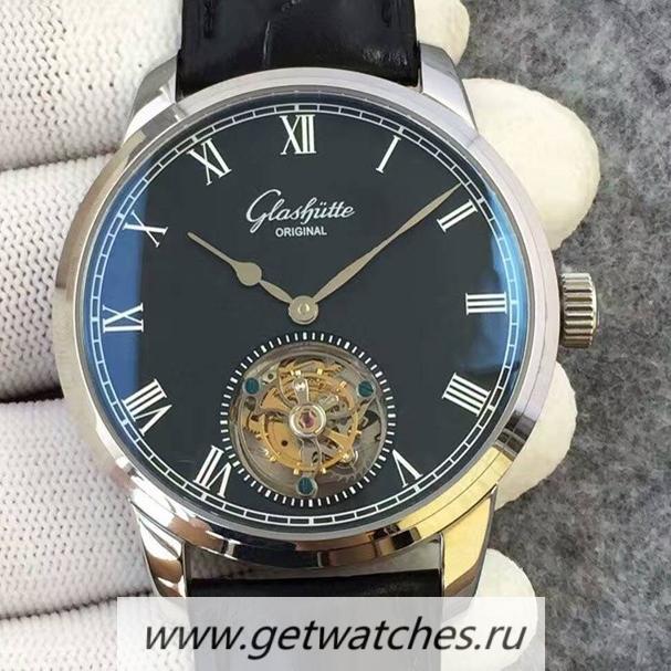 NEW Replica Glashutte Original Senator Excellence Tourbillon SS Black Dial Tourbillon