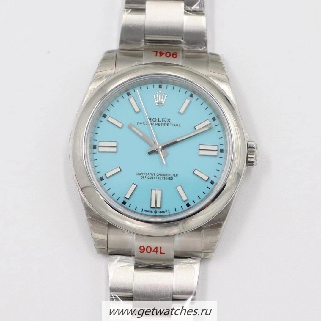 Shop R01ex Oyster Perpetual 41 124300 EWF SS 904L Cyan Dial 3230