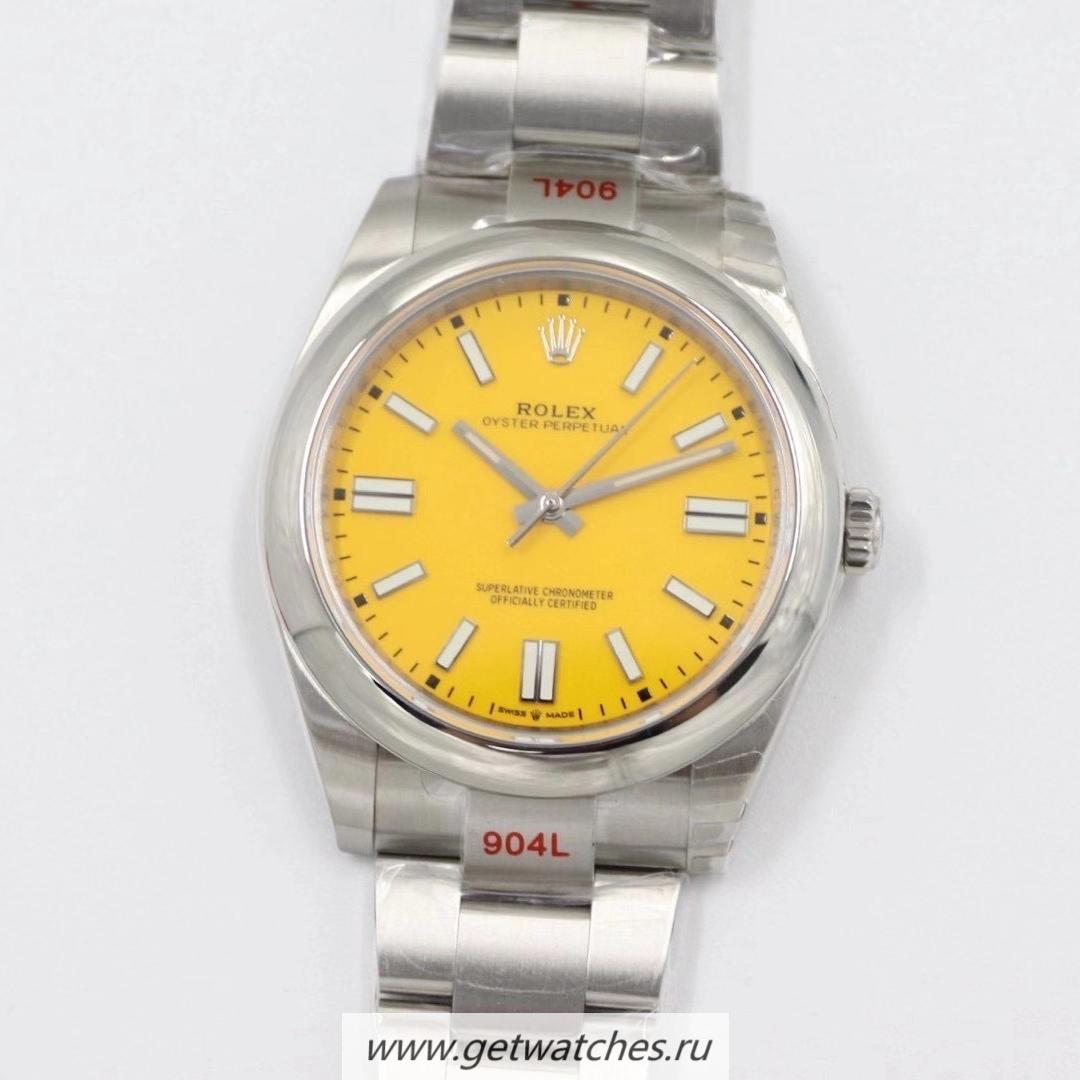 Perfect Replica R01ex Oyster Perpetual 41 124300 EWF SS 904L Yellow Dial 3230