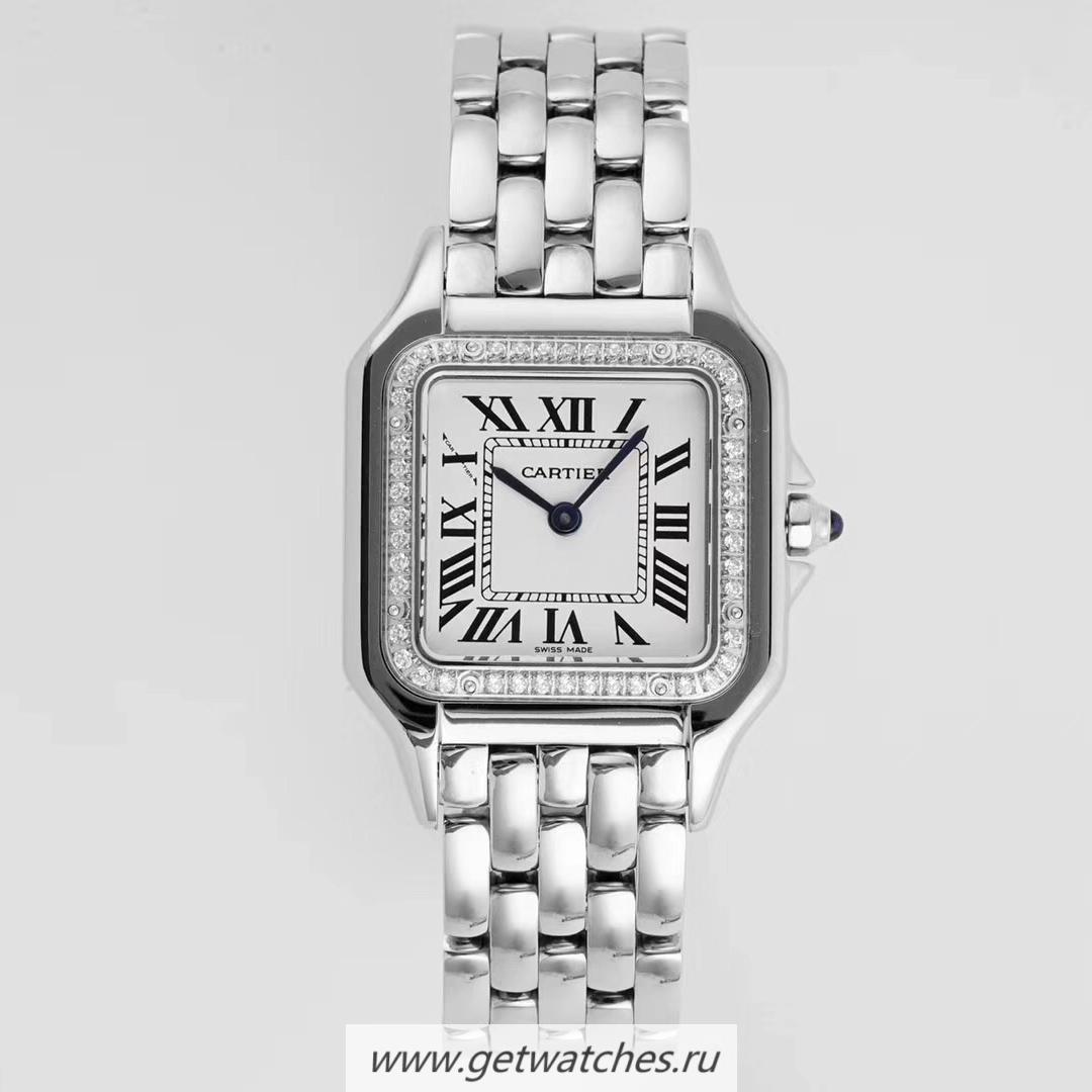 Shop Ca*t1er Panthere Medium Ladies W4PN0008 AF SS & D1am0nd White Dial Ronda Quartz