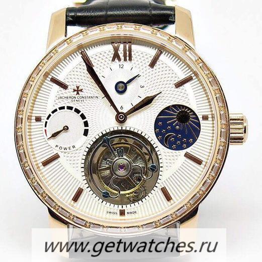 High Quality Vacheron C0nstan1n Patrimony Tourbillon Rose Gold & D1am0nds White Dial Tourbillon