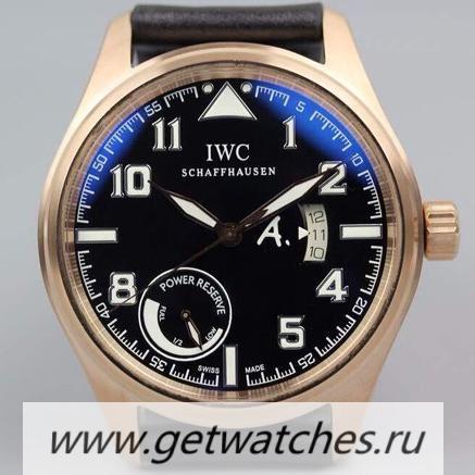 Fake IWC Pilot Antoine De Saint Expert IW320103 42mm Power Reserve Rose Gold Black Dial 79320