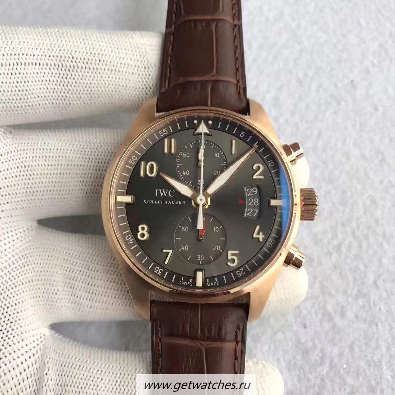 Best Price IWC Pilot Spitfire Chrono IW387803 ZF Rose Gold Anthracite Dial 7750