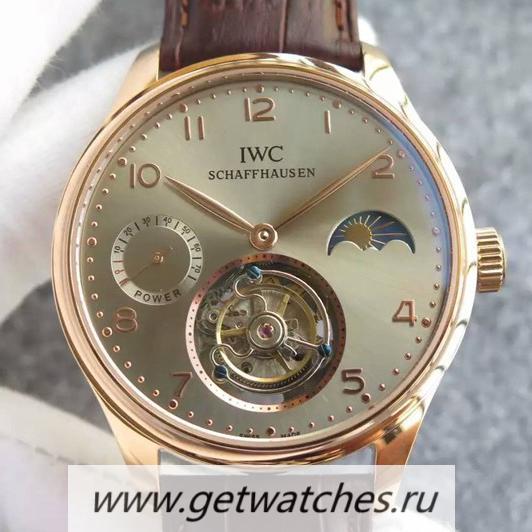 Shop IWC Portuguese Regulateur Tourbillon Rose Gold Green Dial Tourbillon
