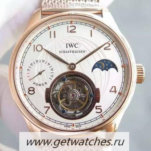 Perfect Replica IWC Portuguese Regulateur Tourbillon Rose Gold White Dial Tourbillon