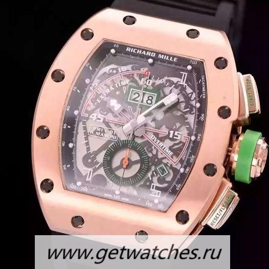 High Quality Richard Mille RM011-01 R Mancini Chrono Rose Gold Black Dial 7750