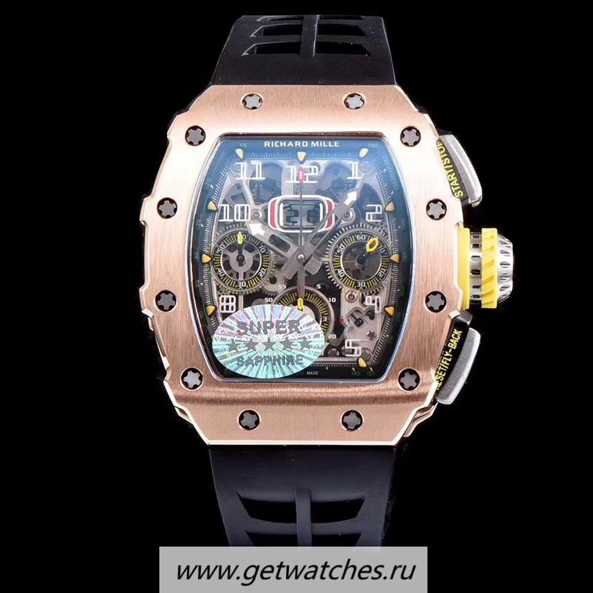 Fake Richard Mille RM011-03 KVF Rose Gold & Titanium Black Dial 7750