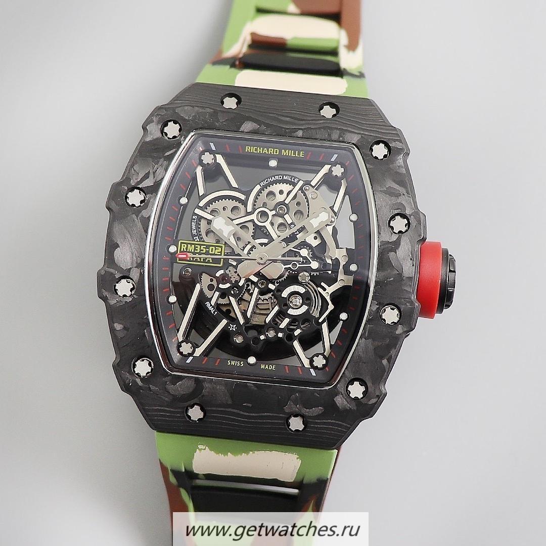 Copy Richard Mille RM035-02 Rafa Nadal KVF V3 Forged Carbon Black Dial Camouflage Strap M8215