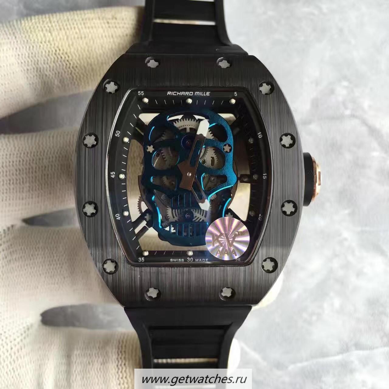 Shop Richard Mille RM052 KVF Black Ceramic & Rose Gold Blue Skull Dial M6T51