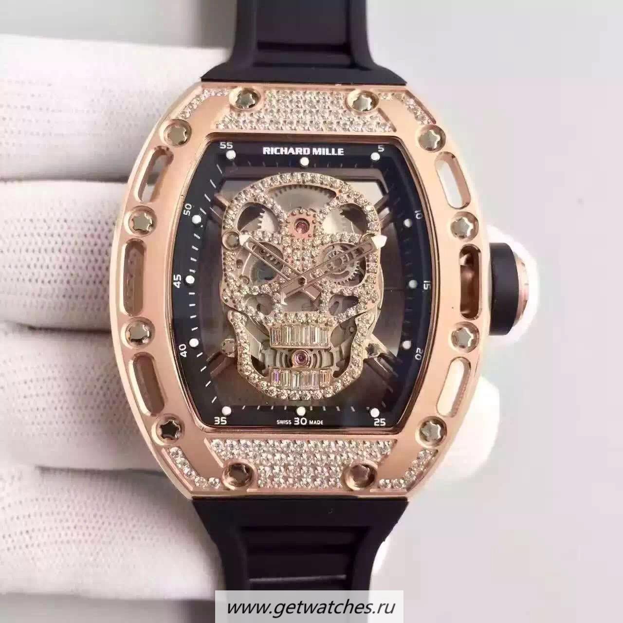 High Quality Richard Mille RM052 SF Rose Gold & D1am0nd D1am0nd Skull Dial M6T51