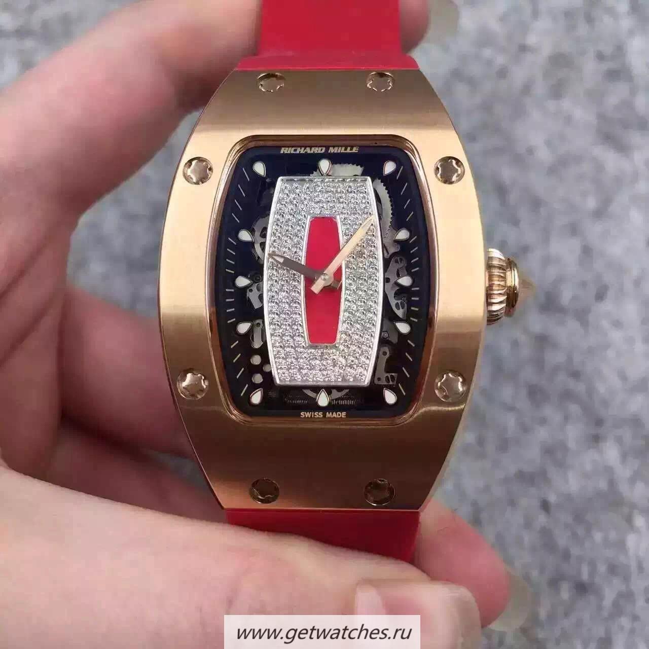 Shop Richard Mille RM07 Ladies Rose Gold Orange & D1am0nds Dial M6T51