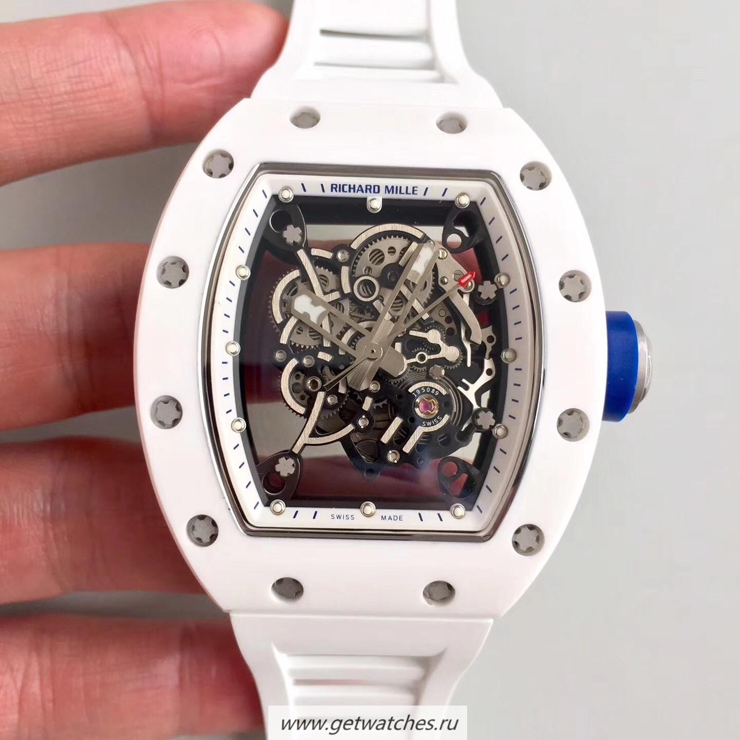 Perfect Replica Richard Mille RM55 KVF V2 White Ceramic White Skeleton Dial M8215