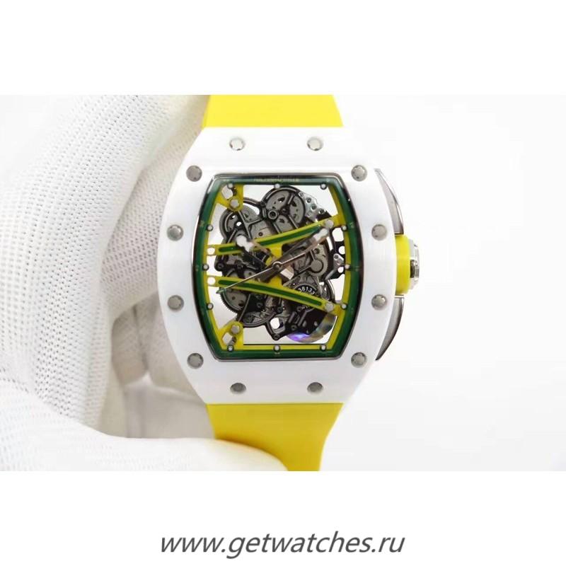 High Quality Richard Mille RM59-01M White Ceramic Green Skeleton Dial M8215