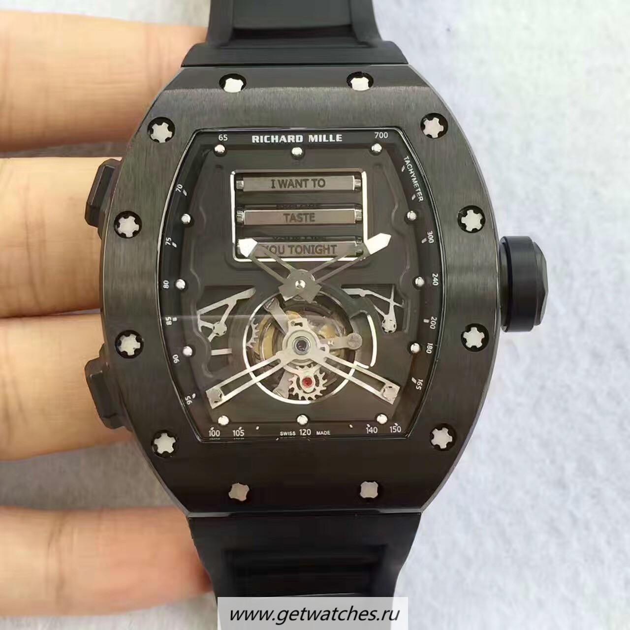 Perfect Replica Richard Mille RM69 Erotic Tourbillon KVF Black Titanium Black Dial Caliber RM69