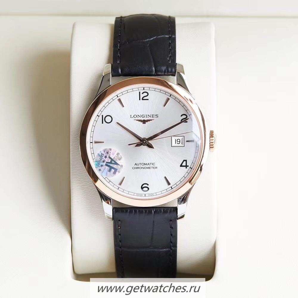 Fake Longines Record L2.821.4.76.2 AF SS & Rose Gold Silver Dial L888.4