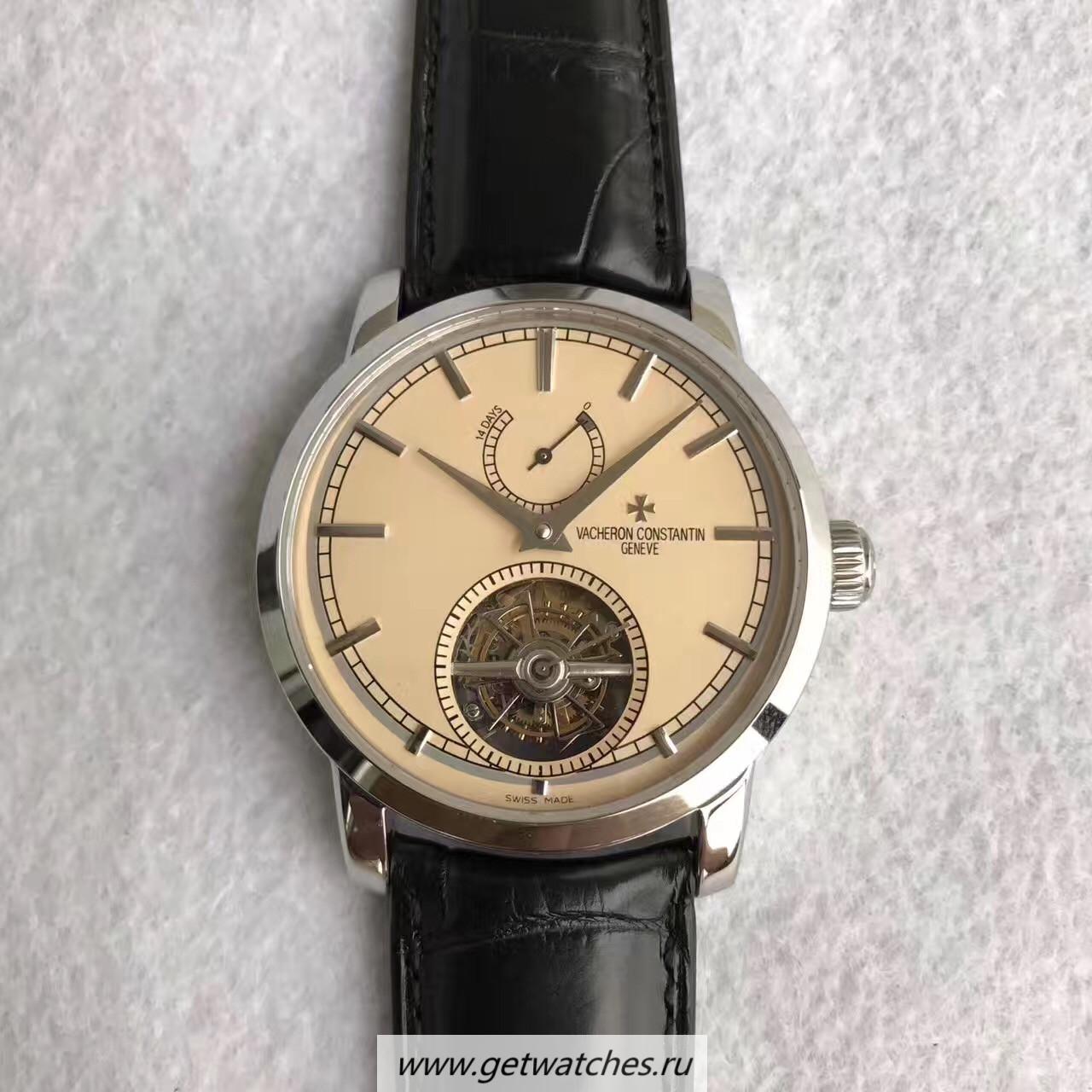 Replica Vacheron C0nstan1n ReplicaPatrimony Traditionnelle 14-Day Tourbillon 89600 TF SS Beige Dial 2260