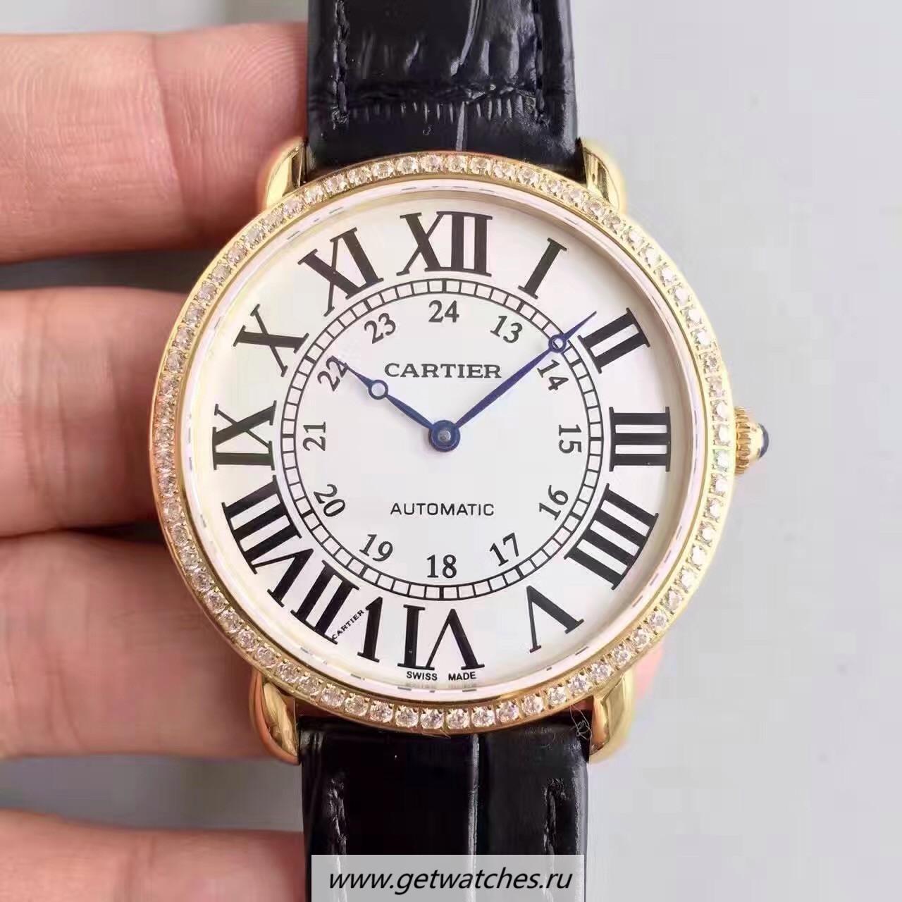 Copy Ca*t1er Ronde Luis WR000451 36mm UTF Yellow Gold & D1am0nds White Dial 430MC