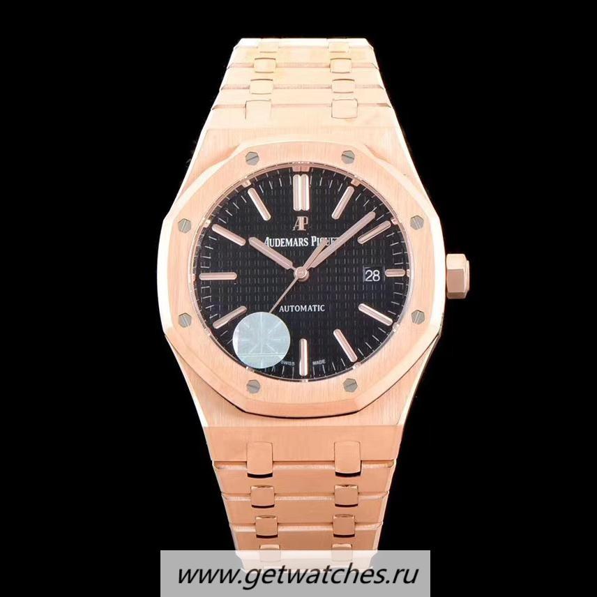 Perfect Replica Audemars Royal Oak 15400 JF V5 Rose Gold Black Dial 3120