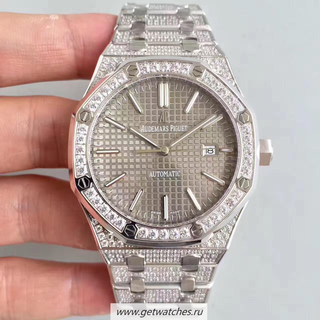 Shop Audemars P1g*et Royal Oak 15400 Noob Factory SS & D1am0nd Grey Dial 3120