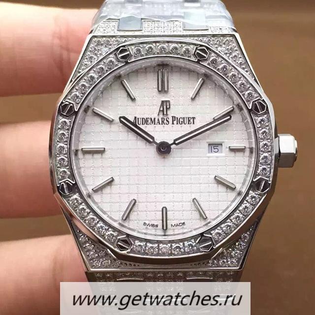Copy Audemars P1g*et Royal Oak 67651 Ladies SS & D1am0nds White Dial Quartz 2713