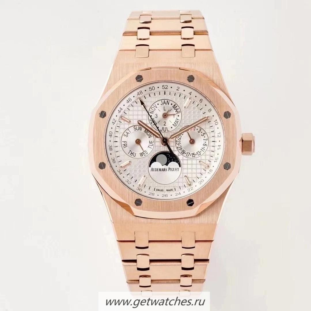 NEW Replica Audemars P1g*et Royal Oak Perpetual Calendar 26574 BF Rose Gold Silver Dial 5134