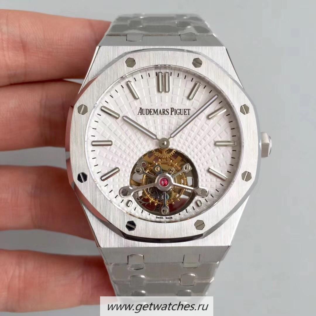 Fake Audemars P1g*et Royal Oak Tourbillon Extra Thin 26522 R8F SS White Dial 2924