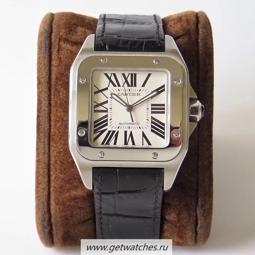 Perfect Replica Ca*t1er Santos 100 38mm W20073X8 KZF SS White Dial 2824