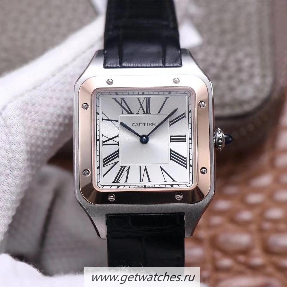 Fake Ca*t1er Santos Dumont XL F1F SS & Rose Gold Silver Dial M9015