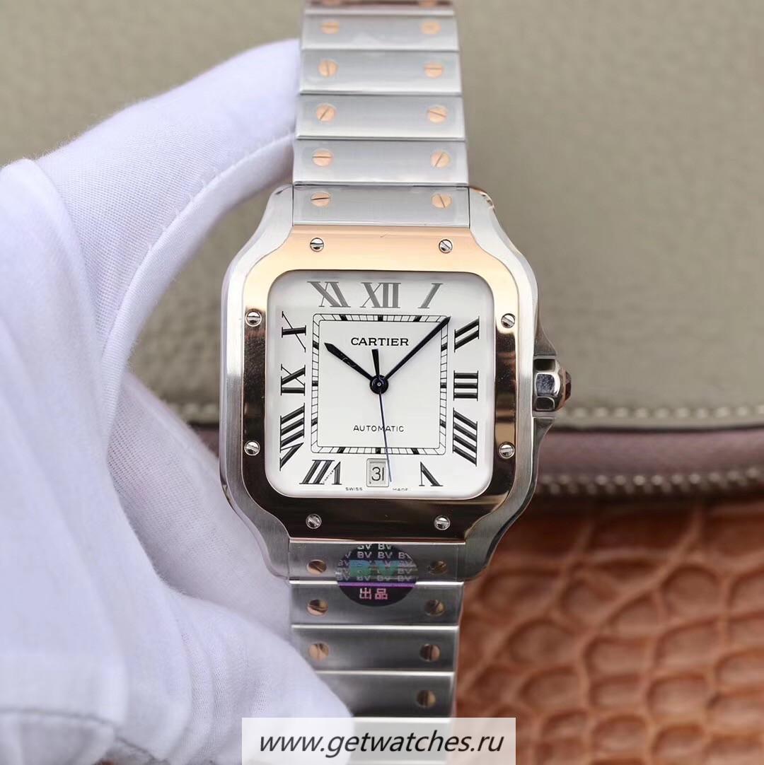 Fake Ca*t1er Santos W2SA0006 BVF V2 40mm SS & Yellow Gold White Dial M9015