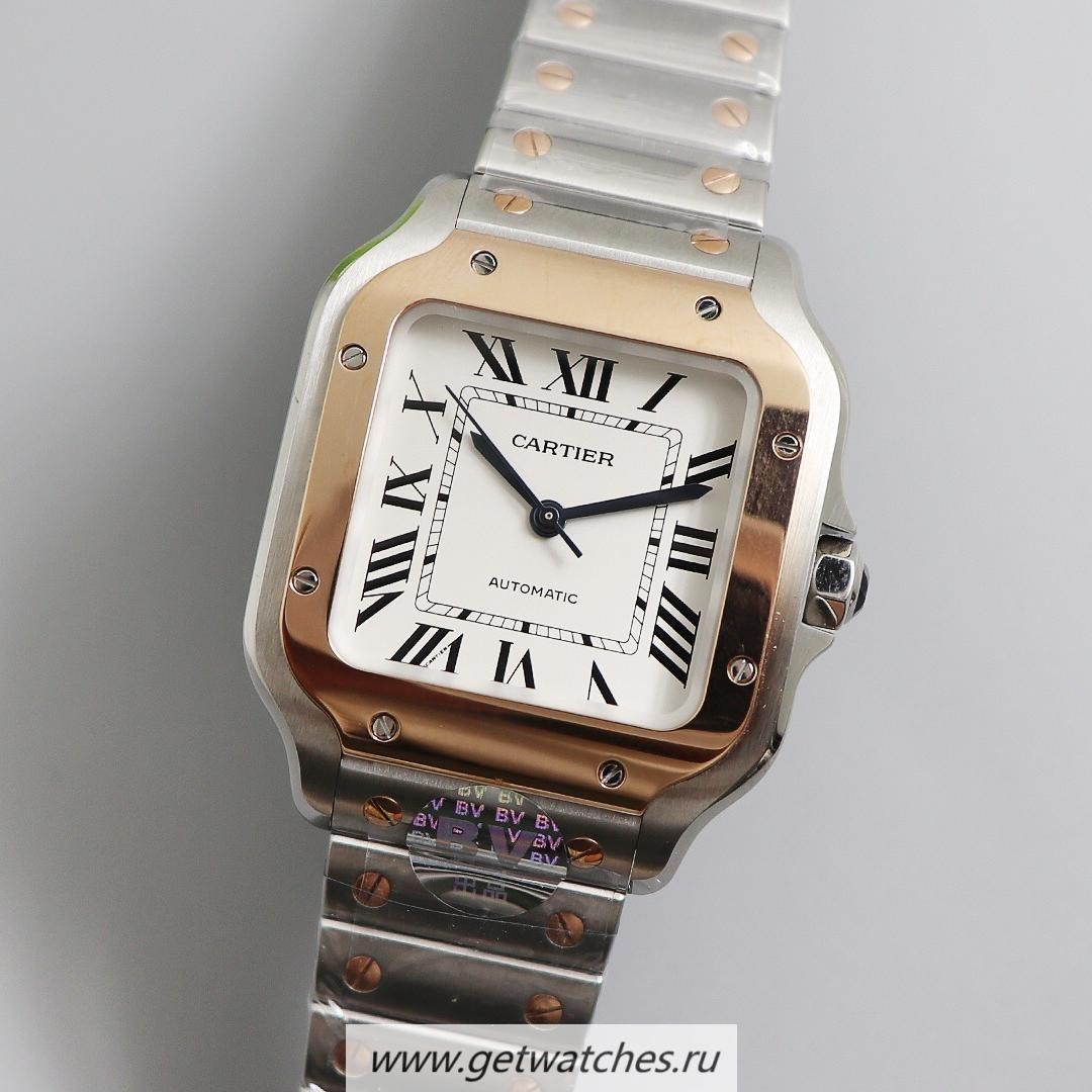 Copy Ca*t1er Santos W2SA0007 BVF V2 35mm SS & Rose Gold White Dial M9015