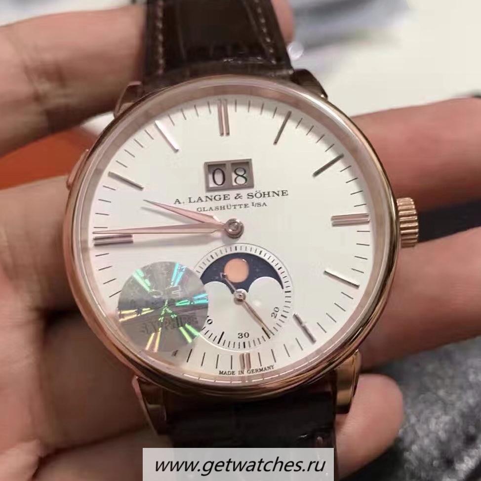 NEW Replica A. Lange & Sohne Saxonia Moon Phase 384.032 GF Rose Gold White Dial L086.5