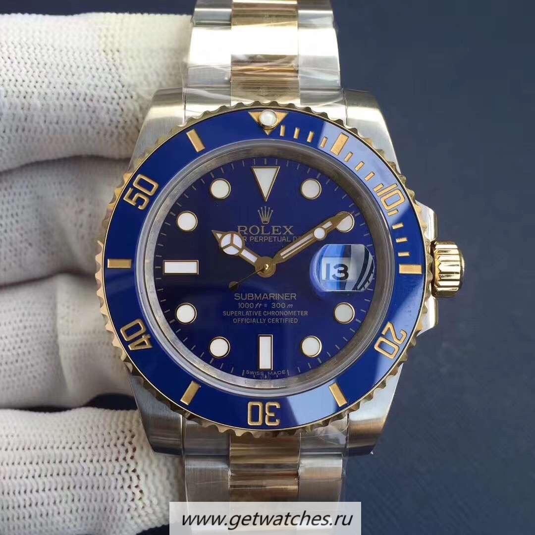 Perfect Replica R01ex Submariner Date 116613 LB Noob Factory V8 24K Yellow Gold Wrapped & SS Blue Dial 3135