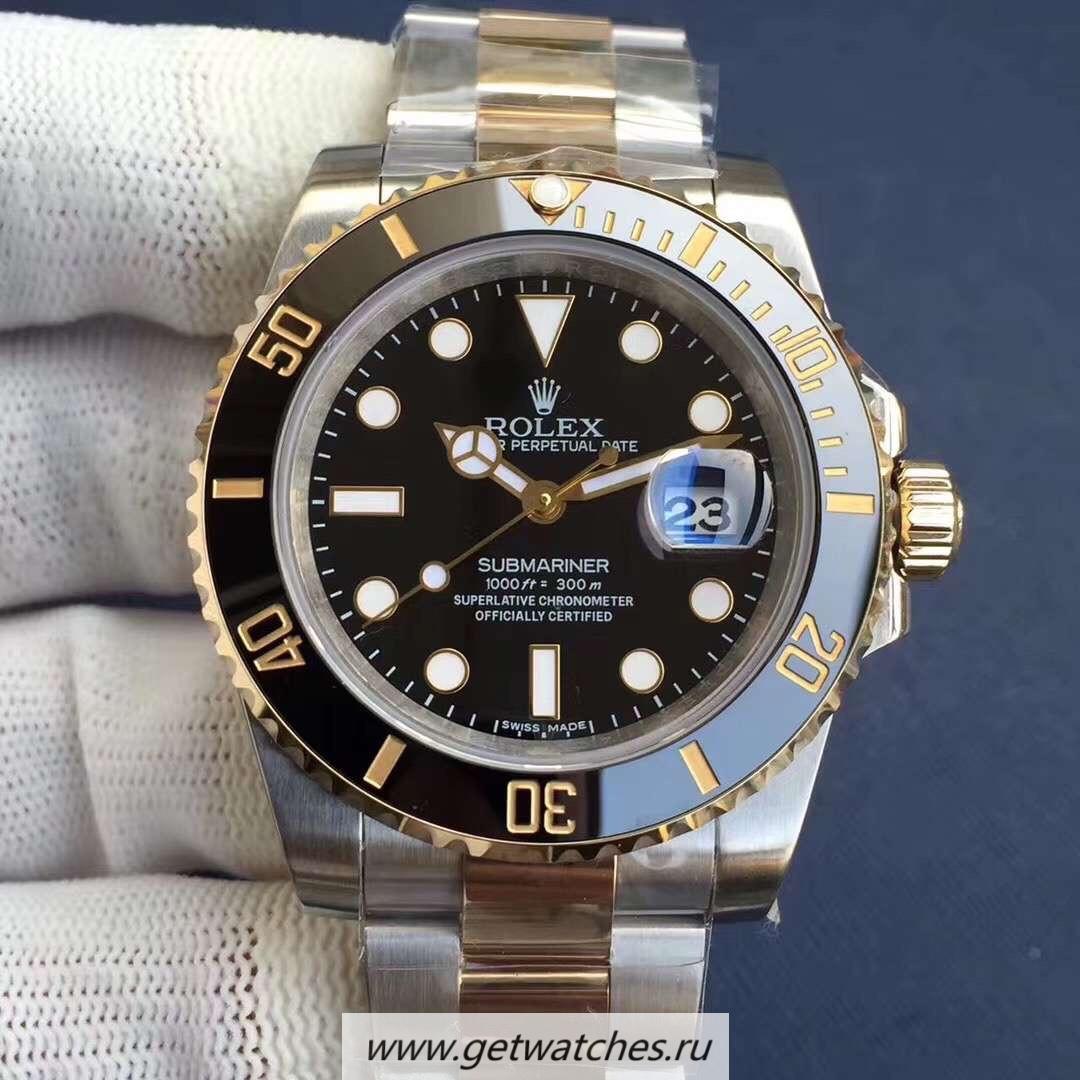 Copy R01ex Submariner Date 116613 LN Noob Factory V8 24K Yellow Gold Wrapped & SS Black Dial 2836