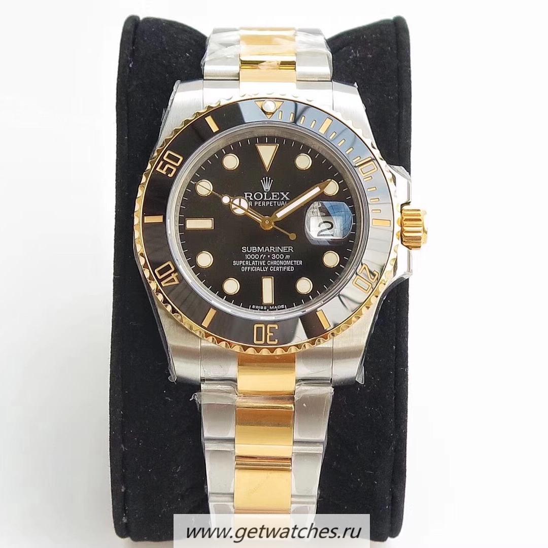 Perfect Replica R01ex Submariner Date 116613 LN VRF 18K Yellow Gold Wrapped & SS Black Dial 2836