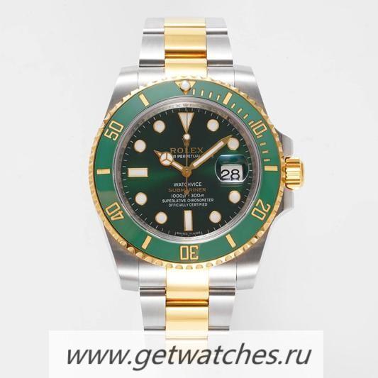 Replica R01ex Submariner Date 116613 LV VRF 18K Yellow Gold Wrapped & SS Green Dial 2836